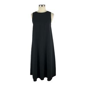 WILFRED ARITZIA Black Crepe Sleeveless Pillet Midi Dress Size XS Japanese Fabric